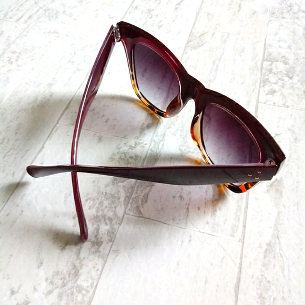 New Women's Oversized 2-Tone Animal Print Cat Eye Sunglasses - Picture 7 of 8